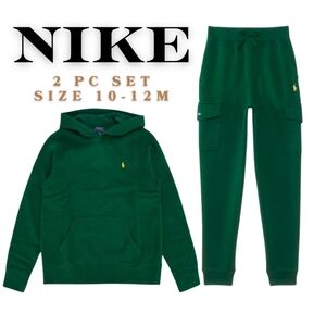 POLO RALPH LAUREN Boys Green Hoodie and Joggers Set size 10-12 Medium NWT